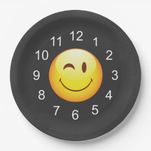 Cute Winking Happy Face & Numbers Paper Plates