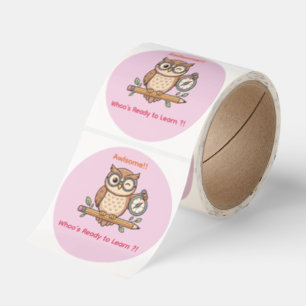 Cute Winking Owl Back to School Toon Illustration Classic Round Sticker