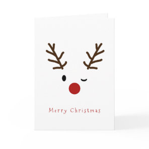Cute Winking Rudolf Reindeer Christmas Holiday Card