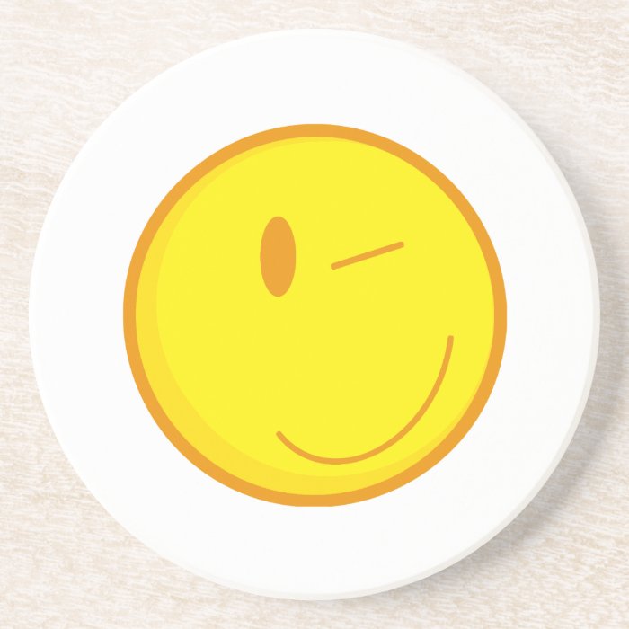 cute winking smiley face beverage coasters