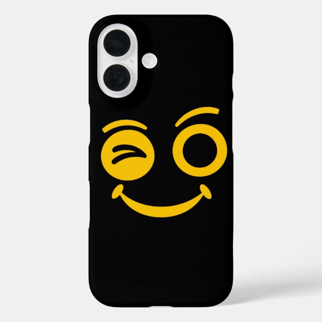 Cute Winking Smiley Face Black Phone Case (Back)