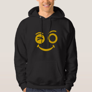 Cute Winking Smiley Face Black Pullover Hoodie