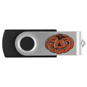 Cute Winking Vintage Halloween Pumpkin Flash Drive