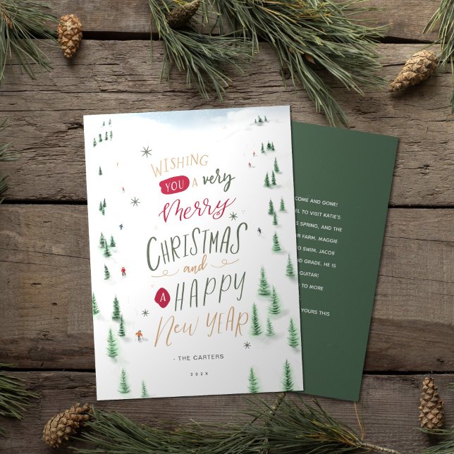 Cute Winter Alpine skiing non photo Christmas Holiday Card (Creator Uploaded)