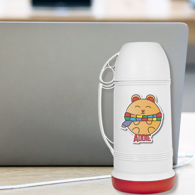 Cute Winter Animal Cartoon Personalized Hamster Sticker (Creator Uploaded)