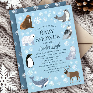 Cute Winter Animals Baby Shower Invitation