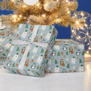 Cute Winter Animals Pattern Christmas  Wrapping Paper