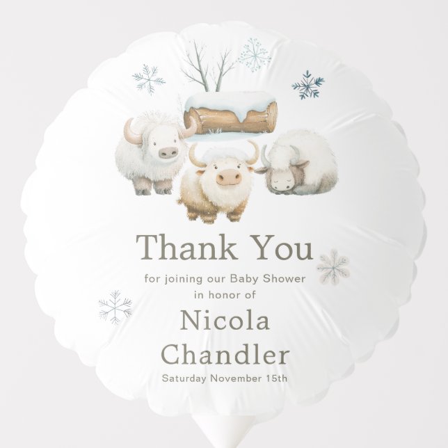 Cute Winter Arctic Cow Baby Shower  Balloon (Front)