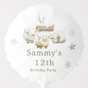 Cute Winter Arctic Cow Birthday Balloon