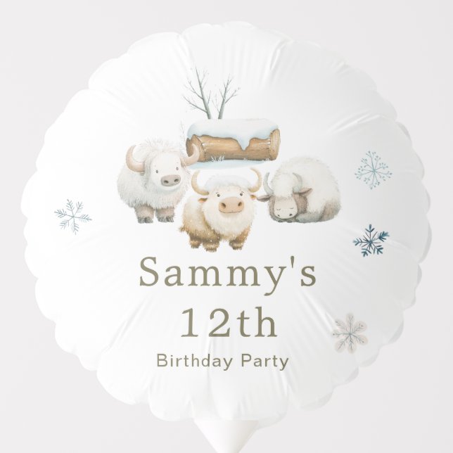 Cute Winter Arctic Cow Birthday  Balloon (Front)