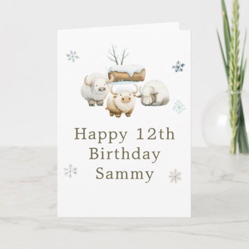 Cute Winter Arctic Cow Birthday 