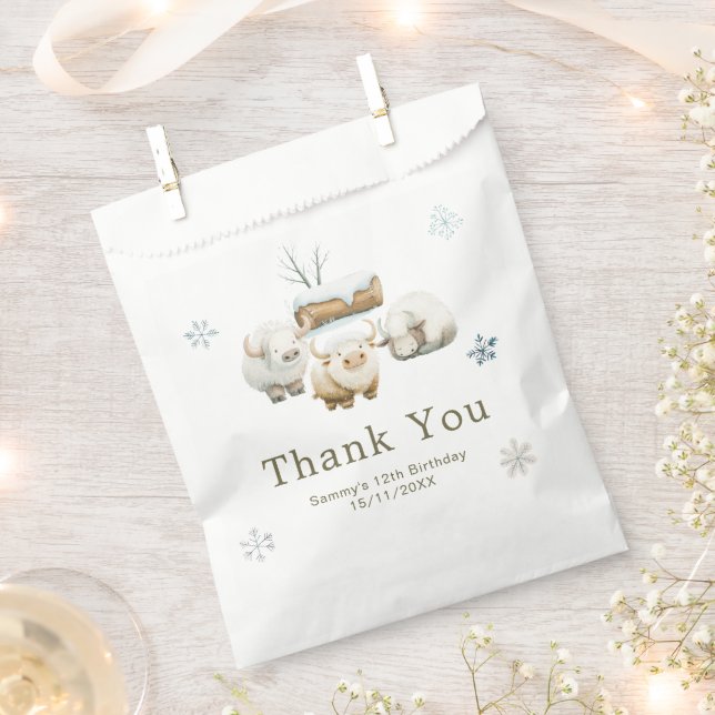 Cute Winter Arctic Cow Birthday Favor Bag (Clipped)