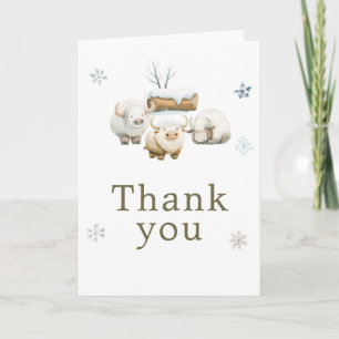 Cute Winter Arctic Cow Birthday Letterpress Thank You Card
