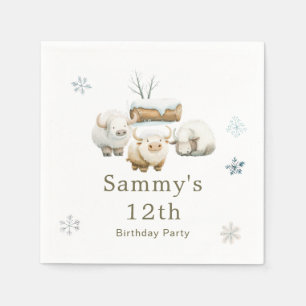Cute Winter Arctic Cow Birthday Napkins