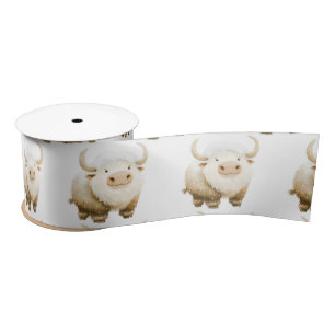 Cute Winter Arctic Cow Satin Ribbon