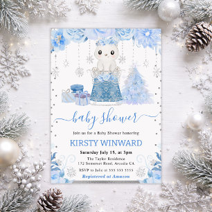 Cute Winter Arctic Polar Bear Baby Shower Invitation