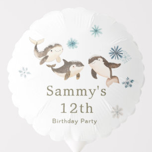 Cute Winter Arctic Whale Birthday Party Balloon