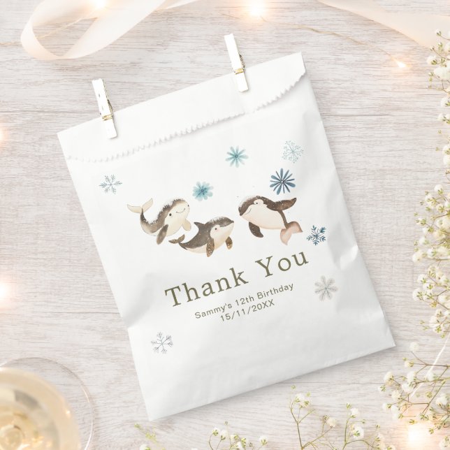 Cute Winter Arctic Whale Birthday Party Favor Bag (Clipped)