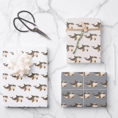 Cute Winter Arctic Whale Wrapping Paper Sheets
