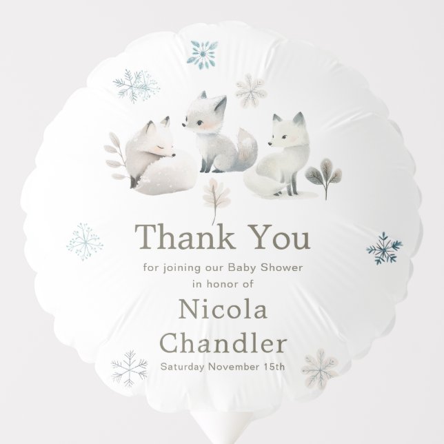 Cute Winter Arctic Wolf Baby Shower  Balloon (Front)