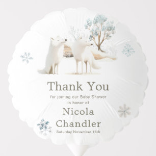Cute Winter Arctic Wolf Baby Shower Balloon