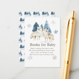 Cute Winter Arctic Wolf Baby Shower Books for baby Enclosure Card
