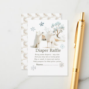 Cute Winter Arctic Wolf Baby Shower Diaper Raffle Enclosure Card