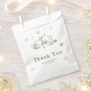Cute Winter Arctic Wolf Baby Shower Favor Bag