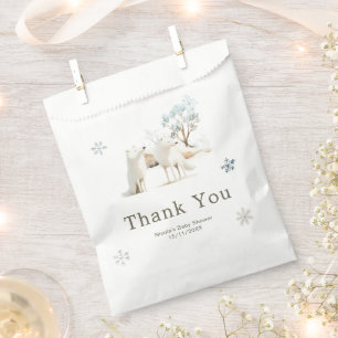 Cute Winter Arctic Wolf Baby Shower Favor Bag
