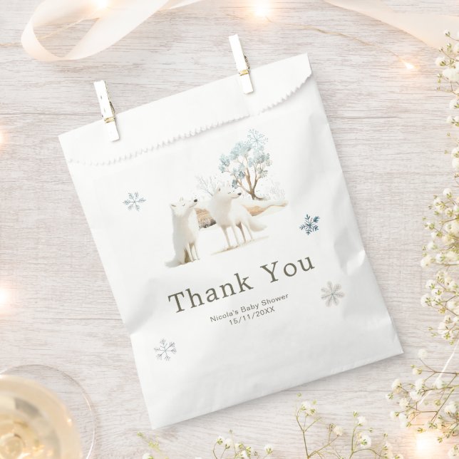 Cute Winter Arctic Wolf Baby Shower Favor Bag (Clipped)
