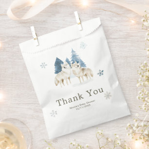 Cute Winter Arctic Wolf Baby Shower Favor Bag