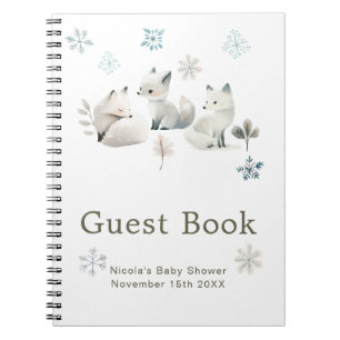 Cute Winter Arctic Wolf Baby Shower Guest Book