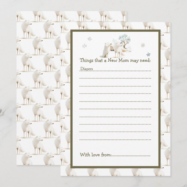 Cute Winter Arctic Wolf Baby Shower Invitation (Front/Back)