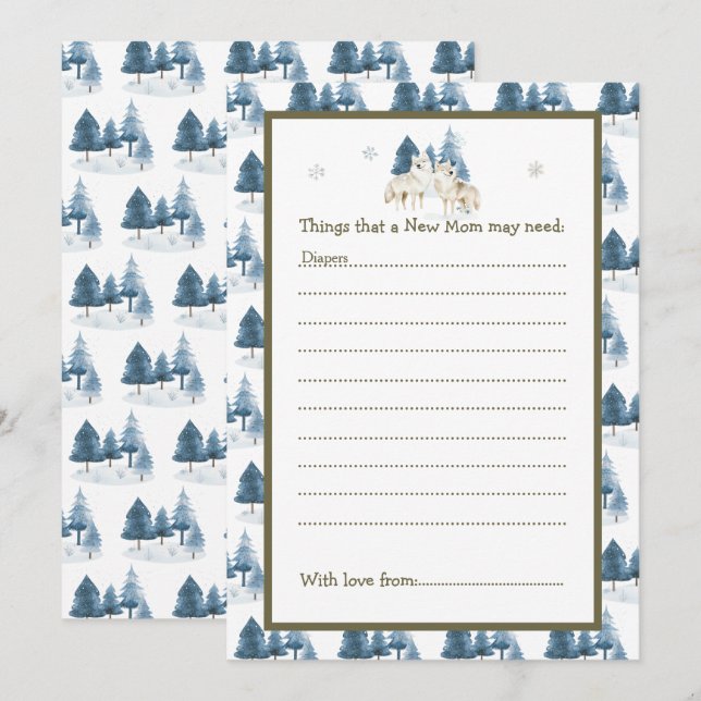 Cute Winter Arctic Wolf Baby Shower Invitation (Front/Back)