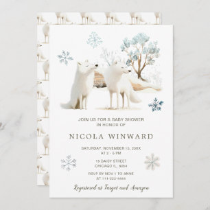 Cute Winter Arctic Wolf Baby Shower Invitation