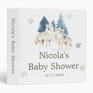 Cute Winter Arctic Wolf Baby Shower Photo Album 3 Ring Binder