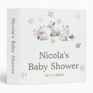Cute Winter Arctic Wolf Baby Shower Photo Album 3 Ring Binder