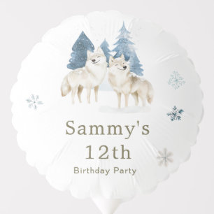 Cute Winter Arctic Wolf Birthday Party Balloon