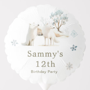 Cute Winter Arctic Wolf Birthday Party Balloon