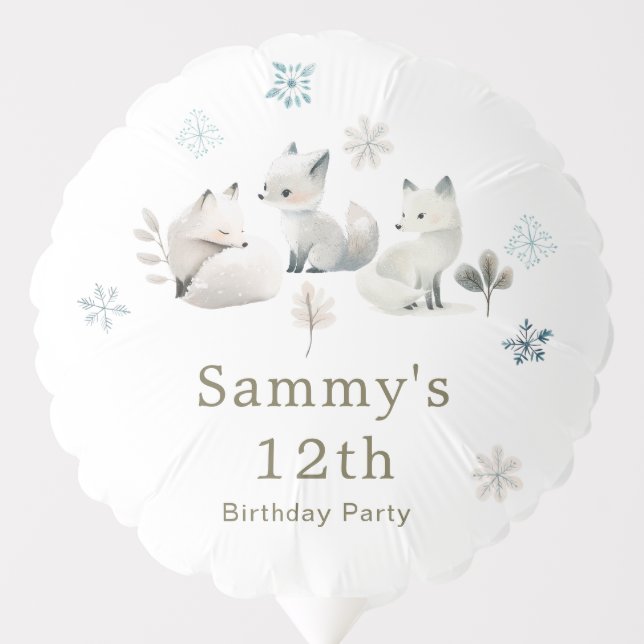 Cute Winter Arctic Wolf Birthday Party Balloon (Front)