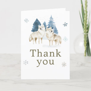 Cute Winter Arctic Wolf Birthday Party Thank You Card