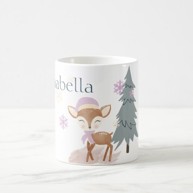 Cute Winter Baby Deer Female Fawn Coffee Mug (Center)
