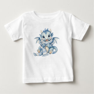 Cute Winter Baby Dragon with Cozy Scarf Kids T-Shirt