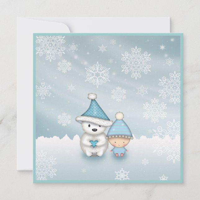 Cute Winter Baby Shower Invitations (Front)