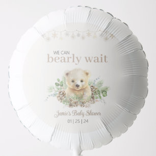 Cute Winter Baby Shower We Can Bearly Wait Balloon