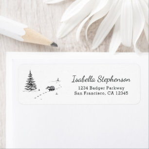 Cute Winter Badger Whimsical Return Address Label