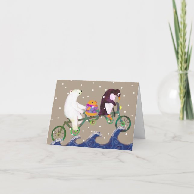 Cute Winter Bear and Animal Friends Holiday Card (Front)