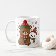 Cute Winter Bear and Fox Coffee Mug