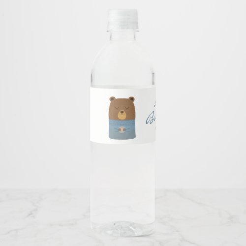Cute winter bear Baby Shower Water Bottle Label