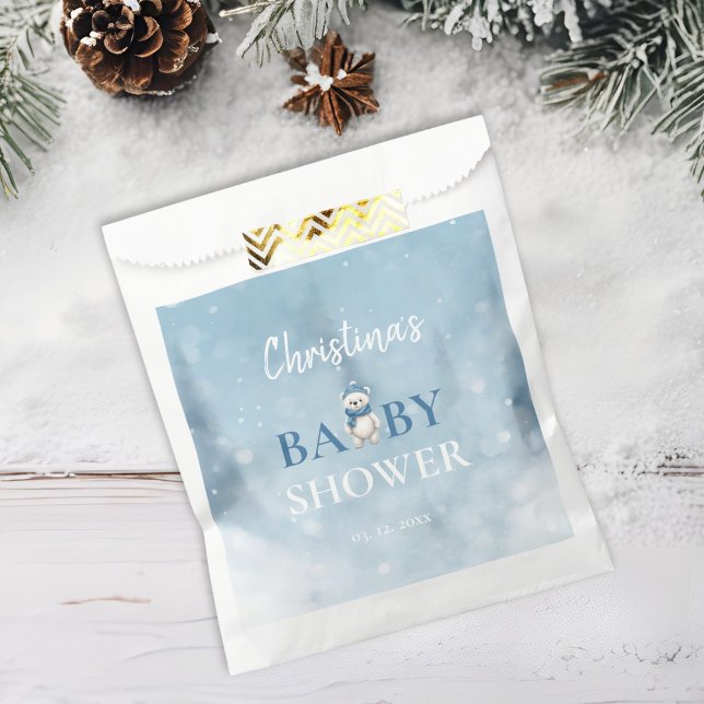Cute Winter Bear Blue Baby Shower Favor Bag (Creator Uploaded)